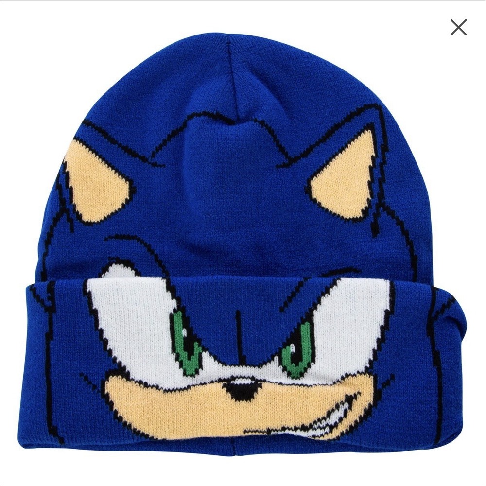 Blue Sonic the Hedgehog Winter Beanie Hat Youth One Size Fits Most